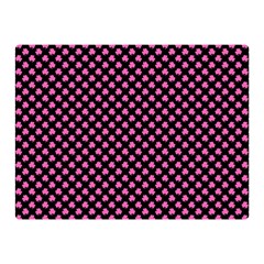 Small Hot Pink Irish Shamrock Clover On Black Double Sided Flano Blanket (mini)  by PodArtist