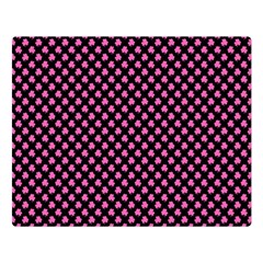 Small Hot Pink Irish Shamrock Clover On Black Double Sided Flano Blanket (large) 