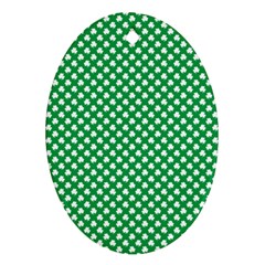  White Shamrocks On Green St  Patrick s Day Ireland Ornament (oval) by PodArtist