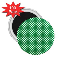  White Shamrocks On Green St  Patrick s Day Ireland 2 25  Magnets (100 Pack)  by PodArtist