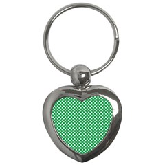  White Shamrocks On Green St  Patrick s Day Ireland Key Chains (heart)  by PodArtist