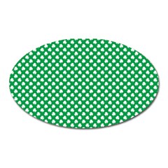  White Shamrocks On Green St  Patrick s Day Ireland Oval Magnet by PodArtist