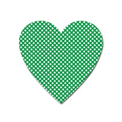  White Shamrocks On Green St  Patrick s Day Ireland Heart Magnet by PodArtist