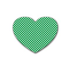  White Shamrocks On Green St  Patrick s Day Ireland Rubber Coaster (heart)  by PodArtist