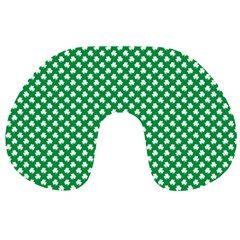  White Shamrocks On Green St  Patrick s Day Ireland Travel Neck Pillows by PodArtist