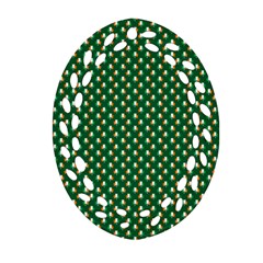 Irish Flag Green White Orange On Green St  Patrick s Day Ireland Ornament (oval Filigree) by PodArtist