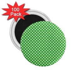 White Heart-shaped Clover On Green St  Patrick s Day 2 25  Magnets (100 Pack)  by PodArtist