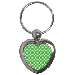 White Heart-shaped Clover On Green St  Patrick s Day Key Chains (heart)  by PodArtist