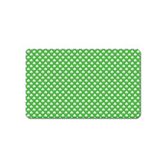 White Heart-shaped Clover On Green St  Patrick s Day Magnet (name Card) by PodArtist