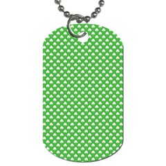 White Heart-shaped Clover On Green St  Patrick s Day Dog Tag (one Side) by PodArtist