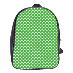 White Heart-shaped Clover On Green St  Patrick s Day School Bag (large) by PodArtist