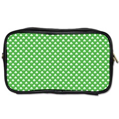 White Heart-shaped Clover On Green St  Patrick s Day Toiletries Bags by PodArtist