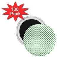 Green Heart-shaped Clover On White St  Patrick s Day 1 75  Magnets (100 Pack)  by PodArtist