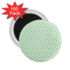 Green Heart-shaped Clover On White St  Patrick s Day 2 25  Magnets (100 Pack)  by PodArtist