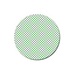 Green Heart-shaped Clover On White St  Patrick s Day Rubber Round Coaster (4 Pack)  by PodArtist