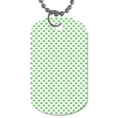 Green Heart-shaped Clover On White St  Patrick s Day Dog Tag (one Side) by PodArtist