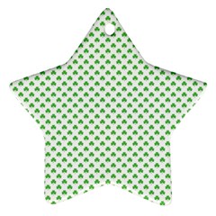 Green Heart-shaped Clover On White St  Patrick s Day Star Ornament (two Sides) by PodArtist