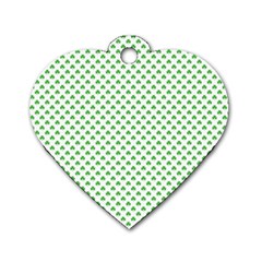 Green Heart-shaped Clover On White St  Patrick s Day Dog Tag Heart (one Side) by PodArtist