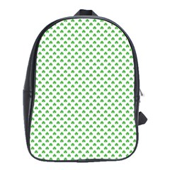 Green Heart-shaped Clover On White St  Patrick s Day School Bag (large) by PodArtist