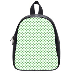 Green Heart-shaped Clover On White St  Patrick s Day School Bag (small) by PodArtist