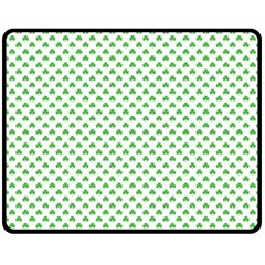 Green Heart-shaped Clover On White St  Patrick s Day Fleece Blanket (medium)  by PodArtist