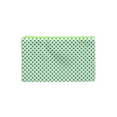 Green Heart-shaped Clover On White St  Patrick s Day Cosmetic Bag (xs) by PodArtist