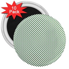 Shamrock 2-tone Green On White St Patrick’s Day Clover 3  Magnets (10 Pack)  by PodArtist