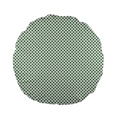 Shamrock 2-tone Green On White St Patrick’s Day Clover Standard 15  Premium Flano Round Cushions by PodArtist