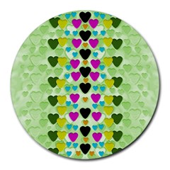 Summer Time In Lovely Hearts Round Mousepads