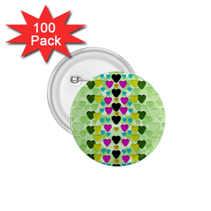 Summer Time In Lovely Hearts 1.75  Buttons (100 pack) 