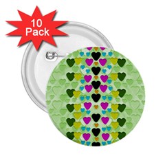 Summer Time In Lovely Hearts 2.25  Buttons (10 pack) 