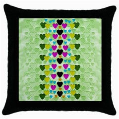 Summer Time In Lovely Hearts Throw Pillow Case (Black)