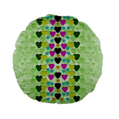 Summer Time In Lovely Hearts Standard 15  Premium Flano Round Cushions by pepitasart