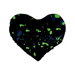 Dark Splatter Abstract Standard 16  Premium Flano Heart Shape Cushions by dflcprints