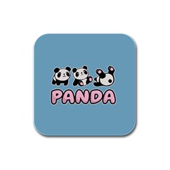 Panda  Rubber Square Coaster (4 Pack) 