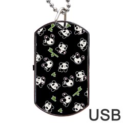 Panda Pattern Dog Tag Usb Flash (one Side) by Valentinaart