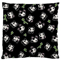 Panda Pattern Large Flano Cushion Case (two Sides) by Valentinaart