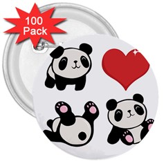 Panda 3  Buttons (100 Pack)  by Valentinaart