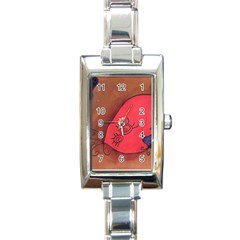 Red Worm Rectangle Italian Charm Watch