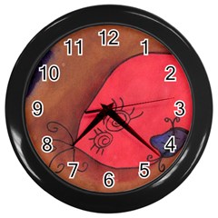 Red Worm Wall Clocks (black) by snowwhitegirl