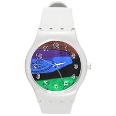 Purple Whale Round Plastic Sport Watch (m)