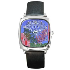 Pink Houses Square Metal Watch