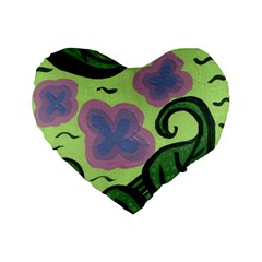 Leaves Standard 16  Premium Flano Heart Shape Cushions