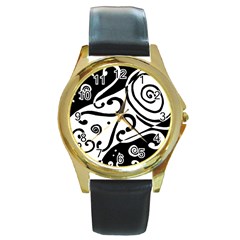 Project 1 Round Gold Metal Watch by snowwhitegirl