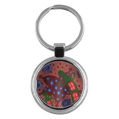 Slanted Green Houses Key Chains (round) 