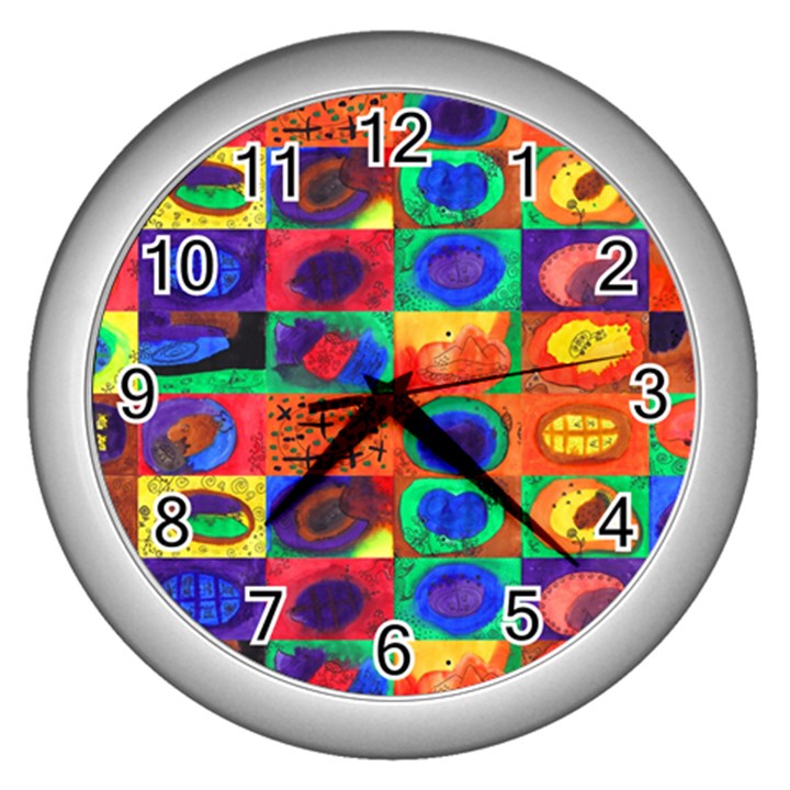 Water Color Eggs Tile Wall Clocks (Silver) 