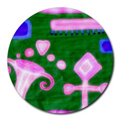 Hearts For The Pink Cross Round Mousepads by snowwhitegirl