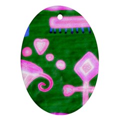 Hearts For The Pink Cross Oval Ornament (two Sides)