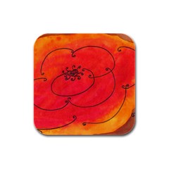 Flower Rubber Square Coaster (4 Pack) 