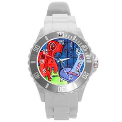 Hair Dryer Jelly Fish Round Plastic Sport Watch (l)